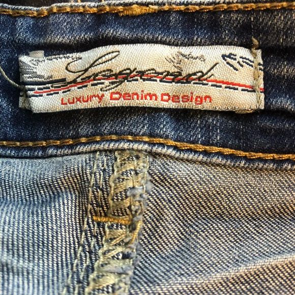 Legend Luxury Denim Design Size 27 Distressed “BAD GIRL” Medium Blue Was… - Picture 12 of 13